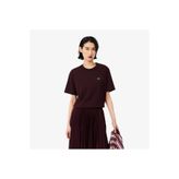 Lacoste Kadın Relaxed Fit Bisiklet Yaka Bordo T-Shirt