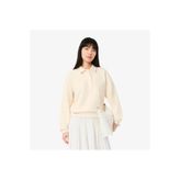 Lacoste Kadın Relaxed Fit Polo Yaka Bej Sweatshirt