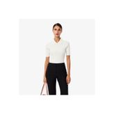 Lacoste Kadın Slim Fit Polo Yaka Beyaz Triko