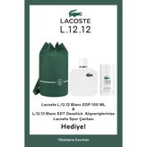 Lacoste L.12.12 Blanc EDP 100 ml Parfüm + Deodorant Stick 75 gr & Spor Çantası Erkek Set