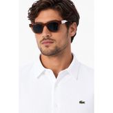 Lacoste Mens Slim Fit White Cotton Shirt Dar Kesim Organik Pamuklu Pike Erkek Gömlek Beyaz