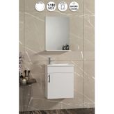 Lale 42x24 Cm Beyaz Mdf Seramik Lavabolu Asma Banyo Dolabı Takımı