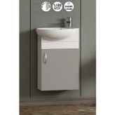 Lale 45 cm Beyaz-Sis Gri MDF Seramik Lavabolu Asma Alt Banyo Dolabı