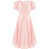 Lale Kollu V Yaka Elbise - Pembe - 2XL