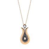 Lale Model Zirkon Taşlı Rose Bayan Gümüş Kolye