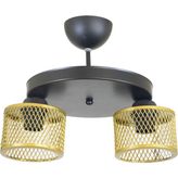 Lambadar Ikili Kafes Model Modern Plafonyer Avize - Siyah - Gold - 2