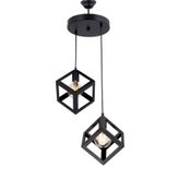 Lambadar Rustik Retro Model Geometrik Sarkıt Metal Küp Avize - Siyah