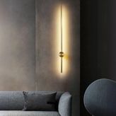 Lambadar Uzun Nova Model LED Beyaz Işık Ultra Power LED Avize Salon Hol Yatak Odası Ledli Aplik Avize - Gold