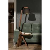 Lambazade Walnut Black Siyah Şapkalı Ahşap Sehpalı Lambader