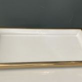 Lamedor Kulplu Beyaz Gold Kucuk Dıkdortgen Tepsı 18*36*8 Cm