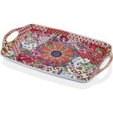 Lamedore Lilyum Desen Porselen Kulplu Tepsi 46CM