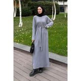 Lamelif Arma Detaylı Elbise Gri