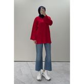 lamelif Bisiklet Yaka Basic Bluz Kırmızı