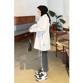 lamelif Oversize Gömlek Beyaz