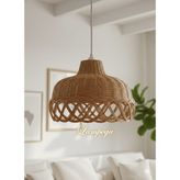 Lampega Rattan Bambu Hasır Avize - 0 - Ahşap