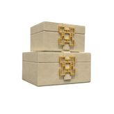 Lara Decor Krem Deri 2'li Dekoratif Kutu