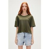 Lara Oversize T-Shirt Haki Yeşil Basic Kadın Tişört