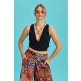 Lastikli Kolsuz Degaje Yaka Şık Crop Bluz