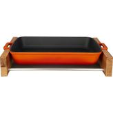 Lava 22x30 CM Turuncu Dikdörtgen Tepsi Ve Ahşap Altlığı