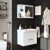 Lavabolu Mat Suntalam 60 cm Banyo Dolabı + Aynalı Üst Dolabı - Beyaz