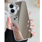 Lavderuar İPhone 16 Plus İle Uyumlu Yüksek Kalite Özel Üretim Aynalı Kamera Koruma Çıkıntılı Parlak Kapak Telefon Kılıfı Kılıf-SZR02