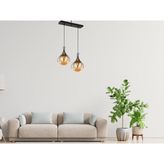 Lbx Lighting Box Yıldız Home Örümcek 2.li Siyah-Eskitme Bal Camlı Sıralı Avize