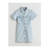 LC Waikiki Gömlek Yaka Mini Jean Elbise