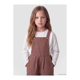 LC Waikiki LCW Kids Kahverengi Çizgili Kız Çocuk Salopet Elbise