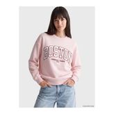LC Waikiki Pembe Boston Baskılı Oversize Kadın Sweatshirt