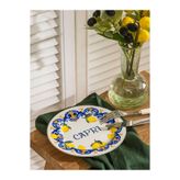 LC Waikiki Porselen Pasta Tabağı 19 cm, Capri Baskılı, Mavi-Sarı-Beyaz