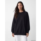 LC Waikiki Siyah Soft Touch Oversize Kadın Sweatshirt