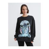LC Waikiki Stitch Baskılı Oversize Kadın Kalın Sweatshirt