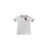 LCETTY Polo Yaka Pamuklu Kısa Kol Beyaz Siyah Çizgili Yaka Beyaz Çocuk Okul Tişört - T shirt