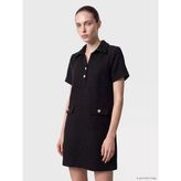 Lcw Comfort Siyah Gömlek Yaka Simli Mini Elbise