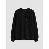 Lcw Comfort Siyah Nakışlı Soft Touch Kadın Sweatshirt
