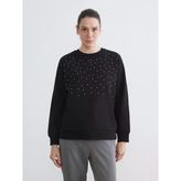 Lcw Everyday Siyah Taşlı Oversize Kadın Kalın Sweatshirt