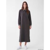 Lcw Modest Antrasit Gömlek Yaka Sweat Elbise