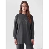 Lcw Modest Antrasit Taşlı Soft Touch Kadın Sweatshirt Tunik