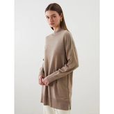Lcw Modest Bej Dik Yaka Kadın Triko Tunik
