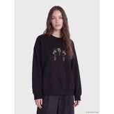 Lcw Modest Siyah Taşlı Kadın Kalın Sweatshirt Tunik