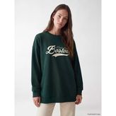Lcw Modest Yeşil Baskılı Kadın Kalın Sweatshirt Tunik