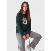 Lcw Modest Yeşil Baskılı Oversize Kadın Kalın Sweatshirt Tunik