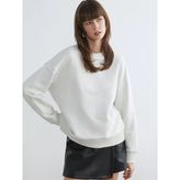 Lcw Vision Bej Bisiklet Yaka Taşlı Oversize Kadın Sweatshirt