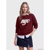 Lcw Vision Bordo Baskılı Oversize Kadın Kalın Sweatshirt