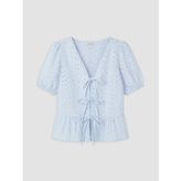Lcw Vision Mavi Brode Bağlamalı Peplum Bluz