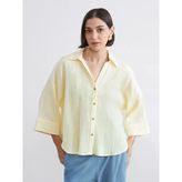 Lcw Vision Sarı Dokulu Oversize Kadın Gömlek