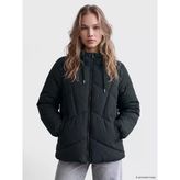 Lcw Vision Siyah Kapüşonlu Oversize Kadın Şişme Mont