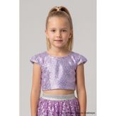 Le Mabelle Lila Pullu Kolsuz Kız Çocuk Crop Bluz