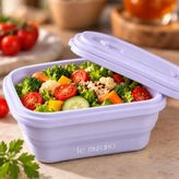 Le Murano 500 ml %100 Platinum Silikon Yuvarlak Saklama Kabı, Şeffaf Pencereli Kapak, Bpa Içermez, Mikrodalga Dondurucu Uyumlu, Tekrar Kullanılabilir Gıda Kabı - Mor