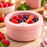Le Murano 600 ml %100 Platinum Silikon Yuvarlak Saklama Kabı, Şeffaf Pencereli Kapak, Bpa Içermez, Mikrodalga Dondurucu Uyumlu, Tekrar Kullanılabilir Gıda Kabı - Pembe